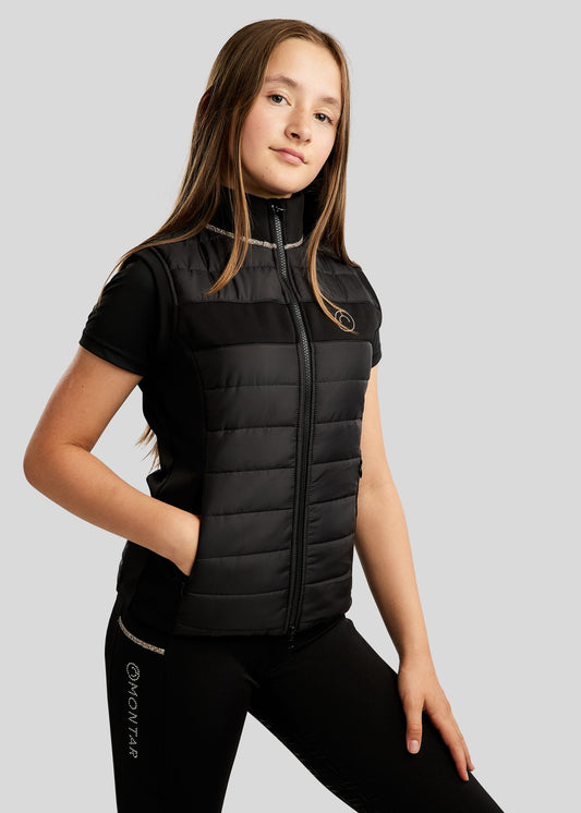 MoLila Junior chaleco hibrido con detalles Champagne - Negro