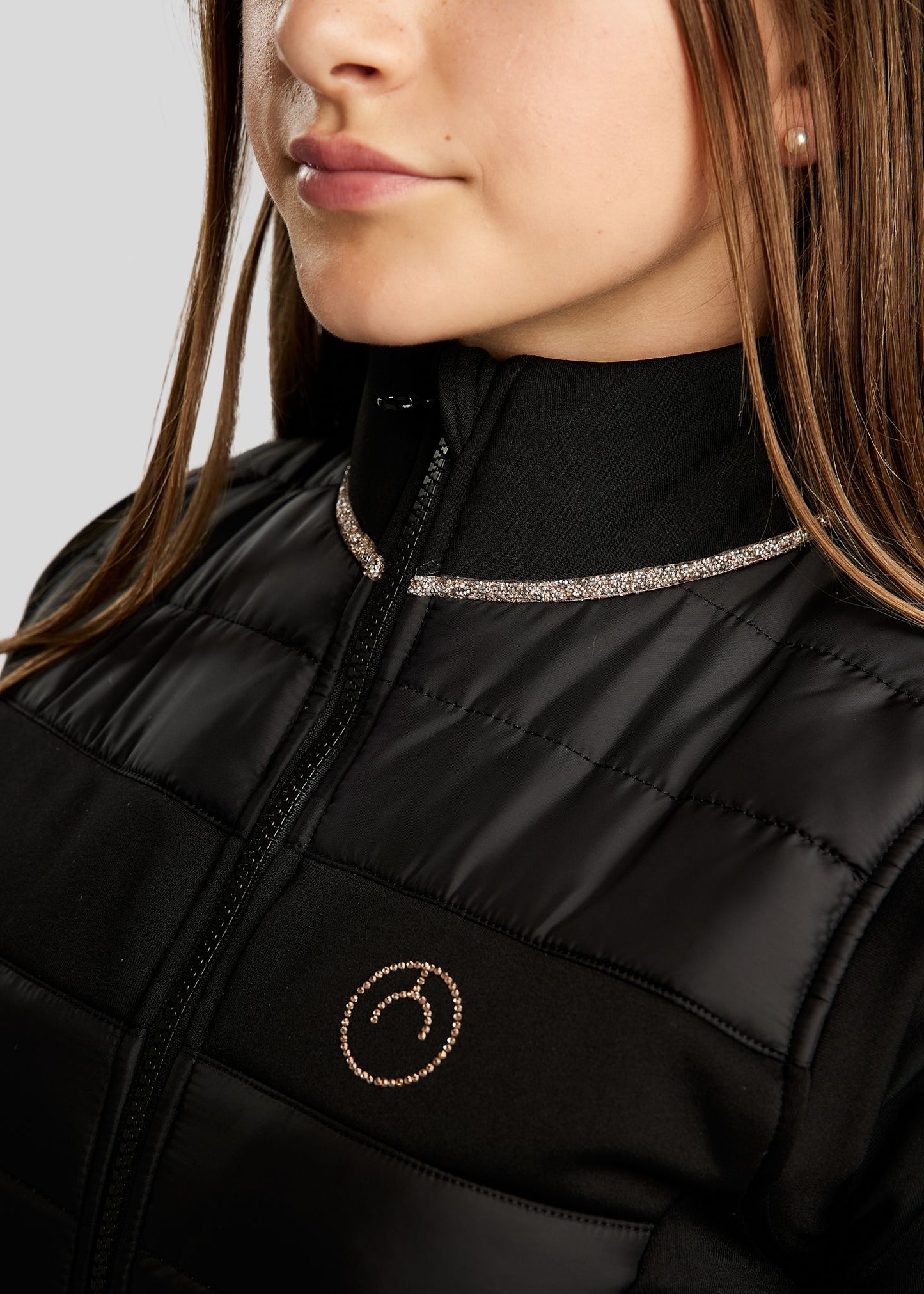 MoLila Junior chaleco hibrido con detalles Champagne - Negro