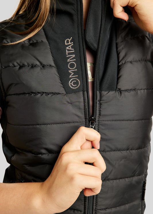 MoCaroline Junior Hybrid Bodywarmer con cristales champagne - Negro