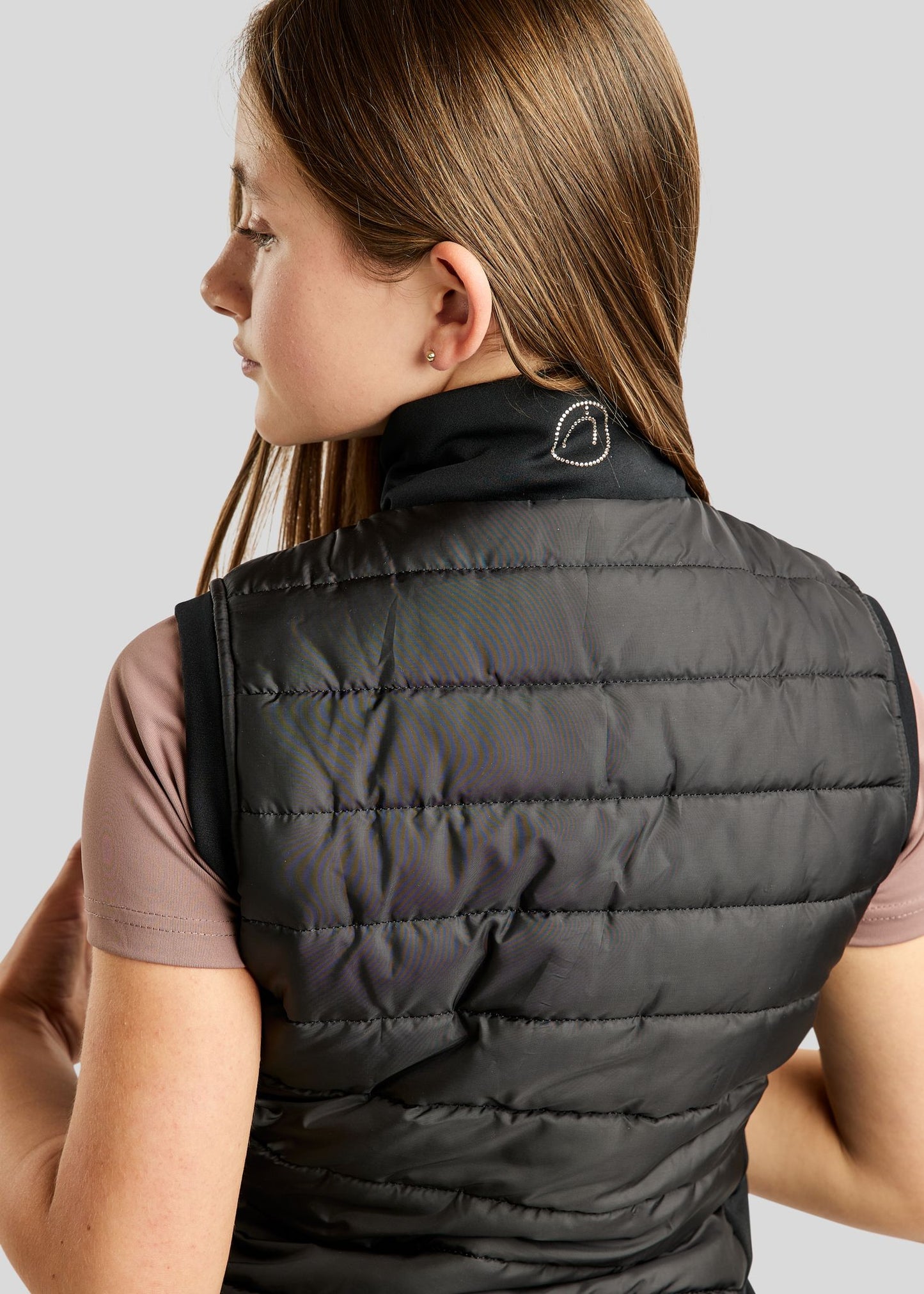 MoCaroline Junior Hybrid Bodywarmer con cristales champagne - Negro