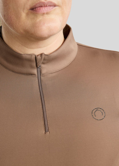 CURVE MoFair Polo manga larga con detalles Gun Metal - Nougat Brown