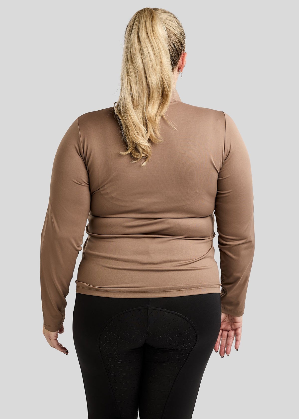 CURVE MoFair Polo manga larga con detalles Gun Metal - Nougat Brown