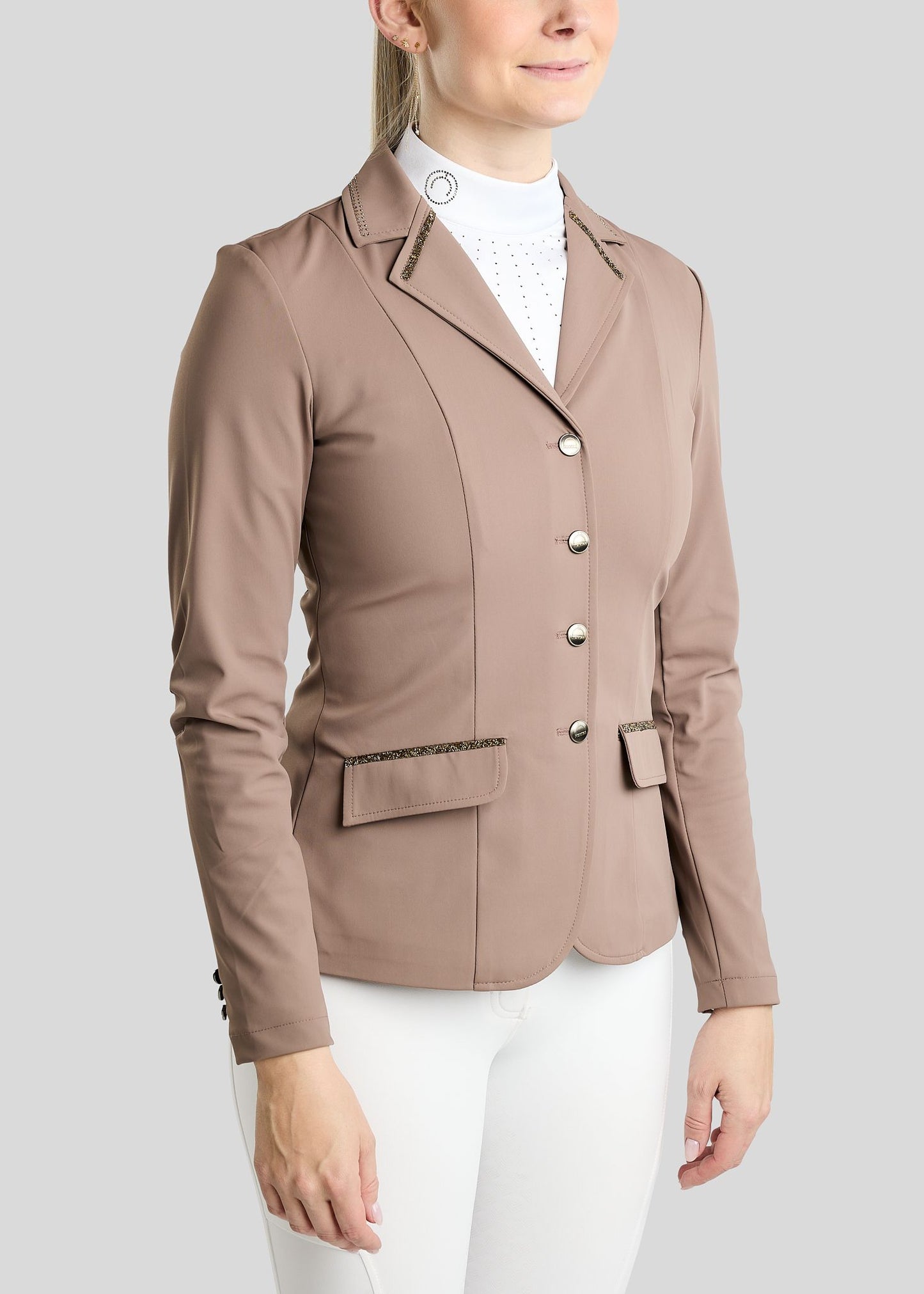 MoEve Softshell Americana de Concurso detalles Golden Quartz - Nougat Brown