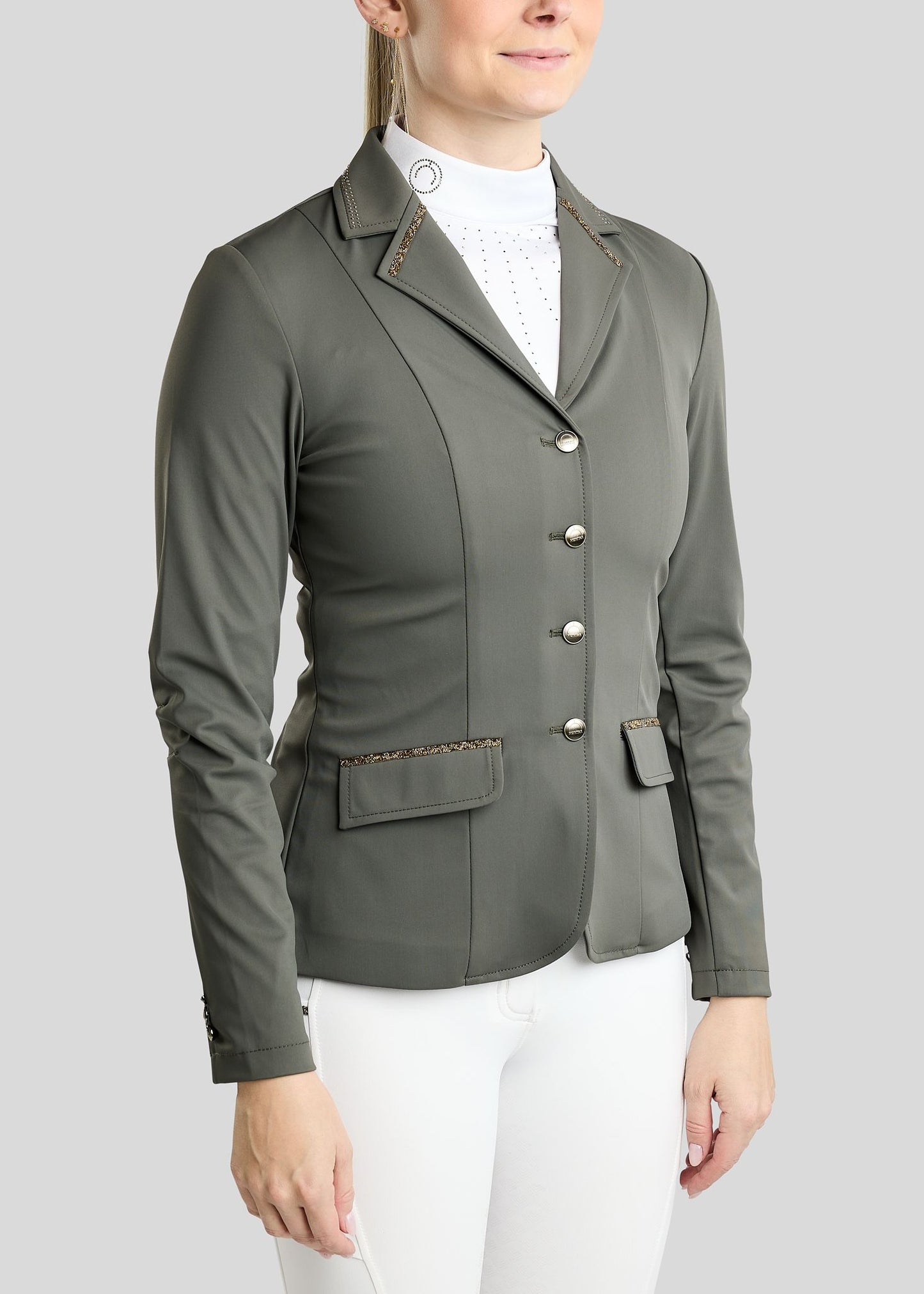 MoEve Softshell Americana de Concurso detalles Golden Quartz - Forest Green