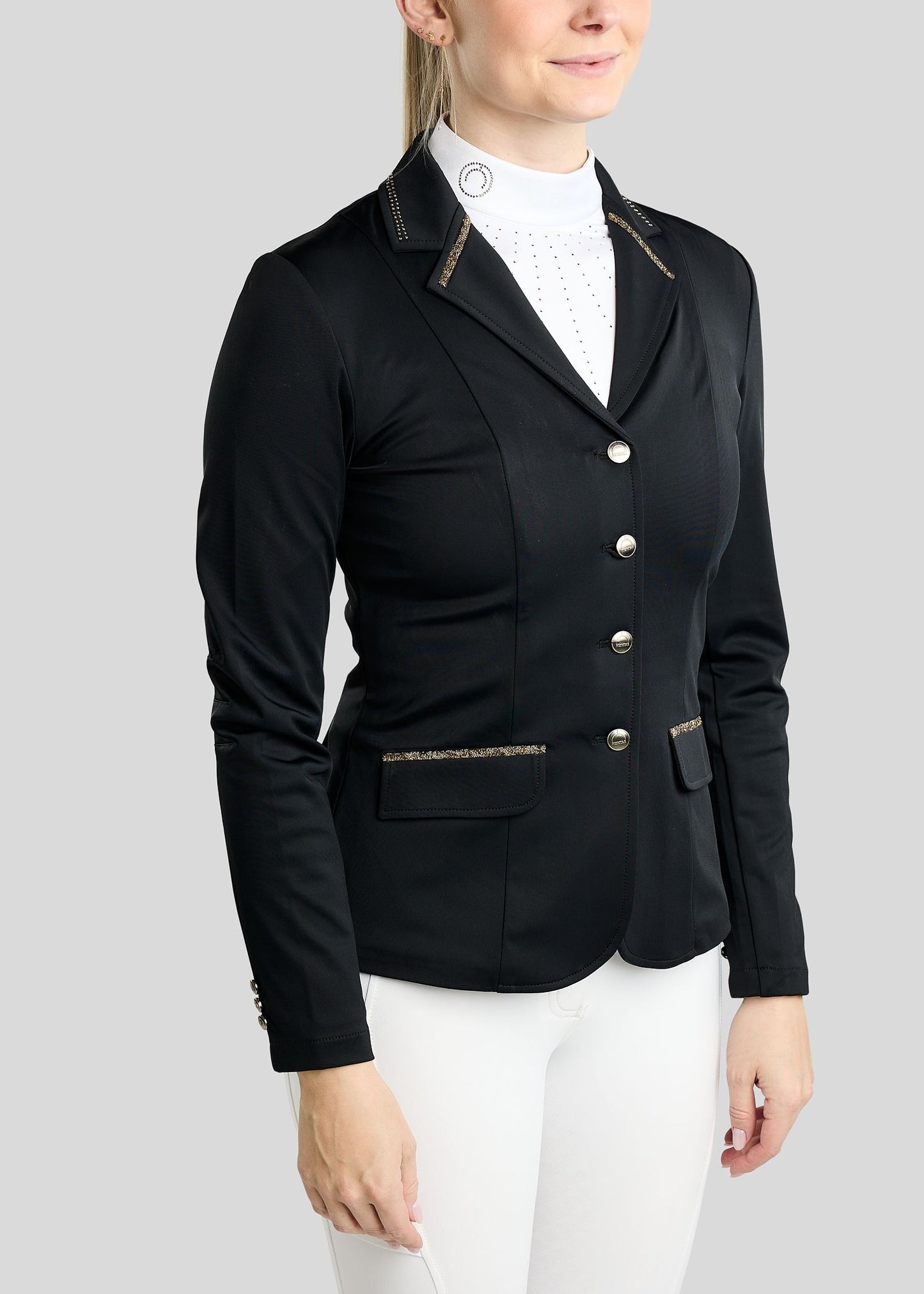 MoEve Softshell Americana de Concurso detalles Golden Quartz - Negro
