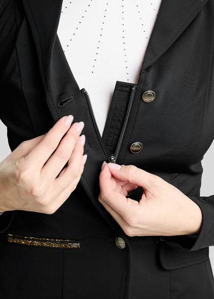 MoEve Softshell Americana de Concurso detalles Golden Quartz - Negro