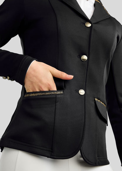 MoEve Junior Softshell Americana de Concurso detalles Golden Quartz - Negro