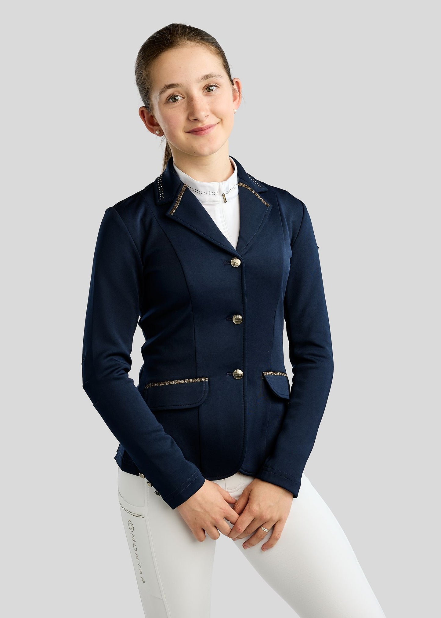 MoEve Junior Softshell Americana de Concurso detalles Golden Quartz - Navy