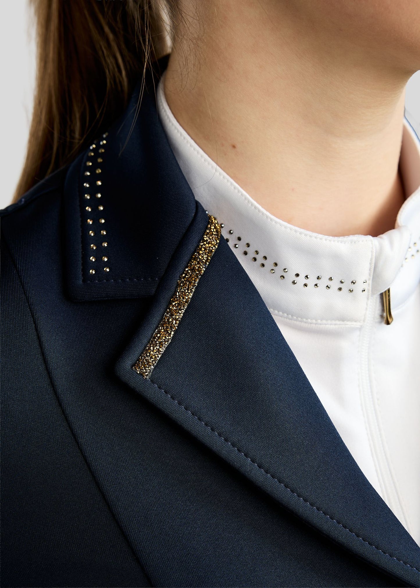 MoEve Junior Softshell Americana de Concurso detalles Golden Quartz - Navy