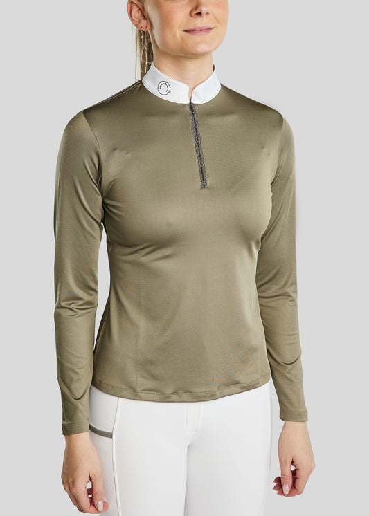 MoGaia Polo de concurso con detalles Gun Metal Caviar - Dusty Green