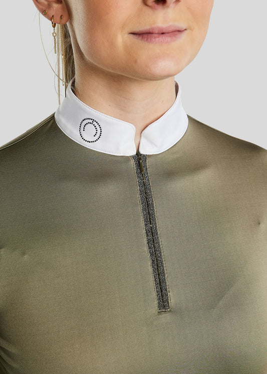 MoGaia Polo de concurso con detalles Gun Metal Caviar - Dusty Green