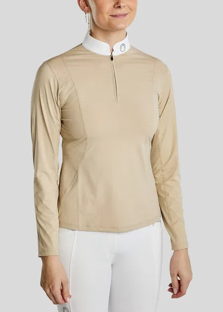MoZida Polo concurso con Lasercut y Gun Metal Crystals - Warm Light Grey