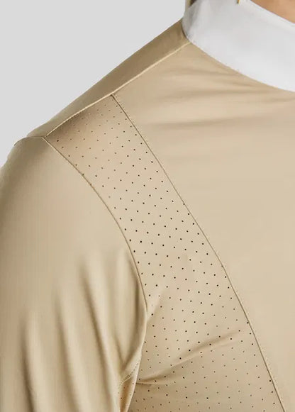 MoZida Polo concurso con Lasercut y Gun Metal Crystals - Warm Light Grey