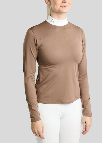 MoEve Polo concurso  manga larga - Nougat Brown