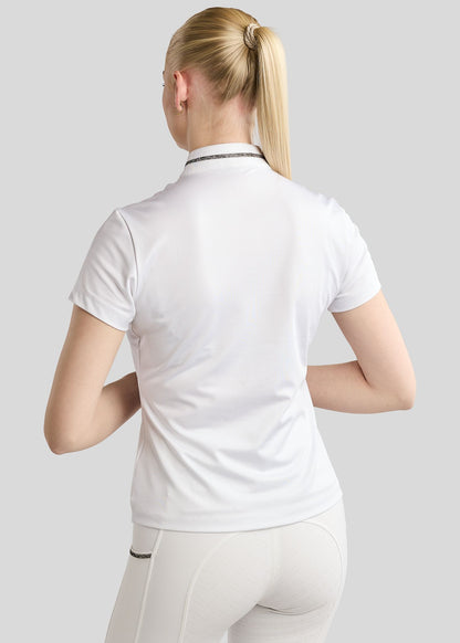 MoMaisy Polo de Concurso con detalles Gun Metal - Blanco