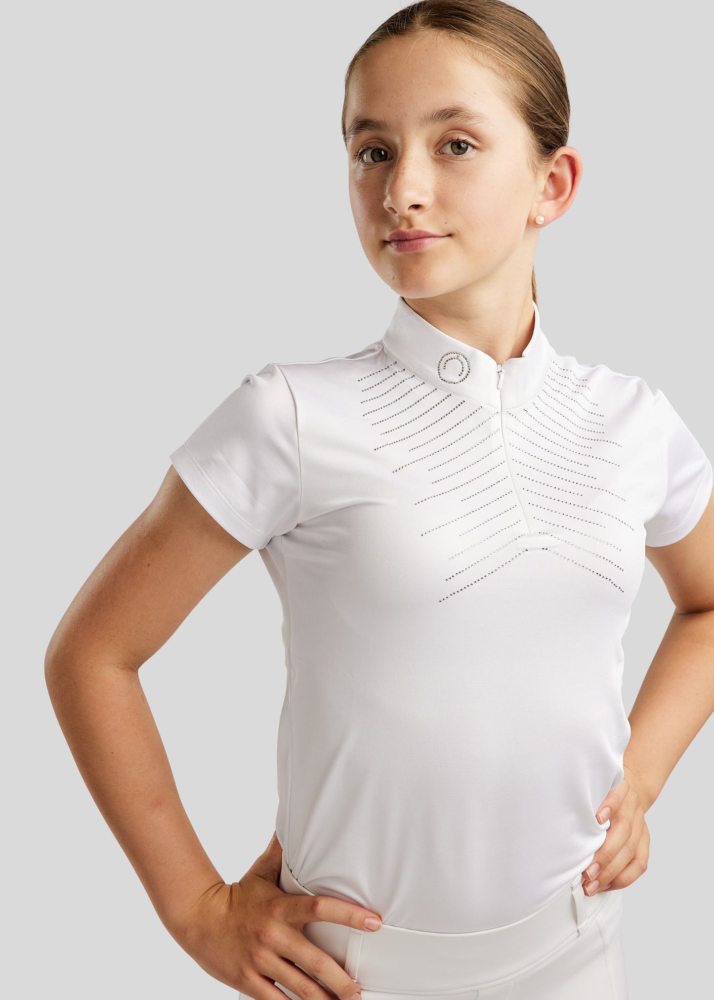 MoSparkle Junior Polo concurso con cristales Champagne - Blanco