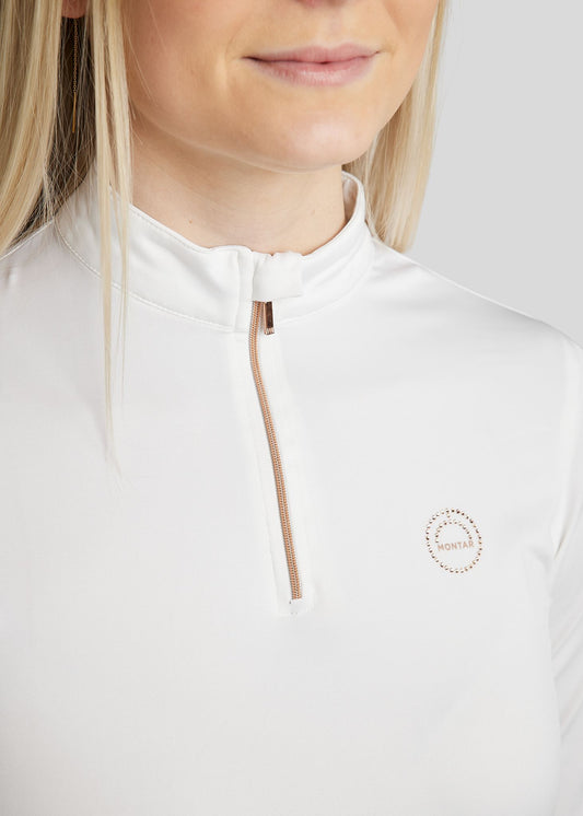 Everly Mon-Tech Rosegold polo manga larga - Blanco