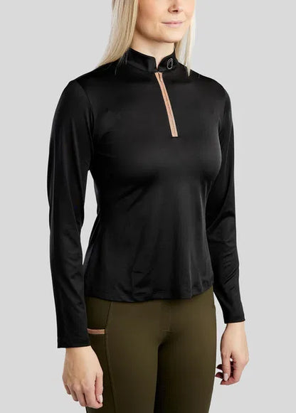 MoGlenda Polo manga larga con Rosegold Caviar Tape - Negro