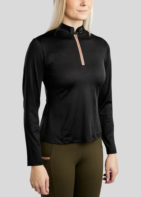 MoGlenda Polo manga larga con Rosegold Caviar Tape - Negro