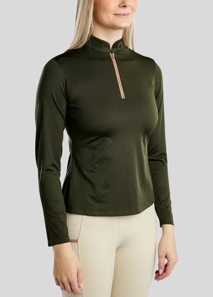 MoGlenda Polo manga larga con Rosegold Caviar Tape - Olive