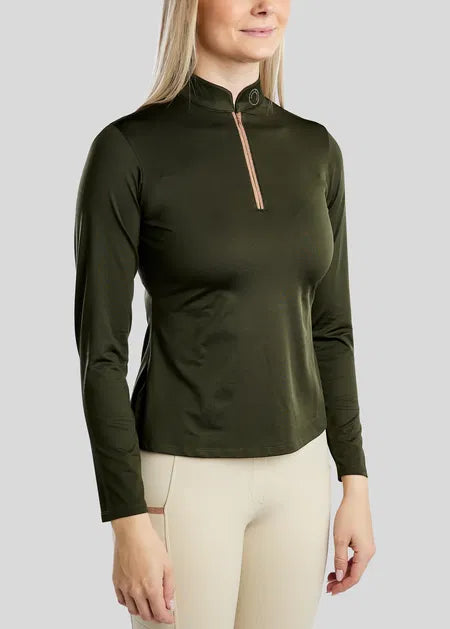 MoGlenda Polo manga larga con Rosegold Caviar Tape - Olive