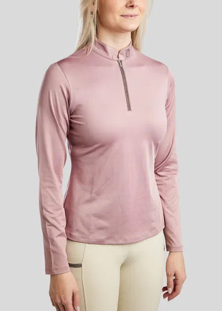 MoGaia Polo manga larga con detalles Gun Metal Caviar - Dusty Rose