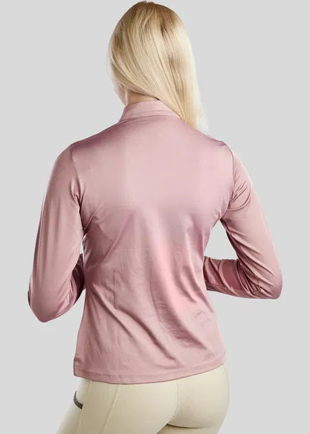MoGaia Polo manga larga con detalles Gun Metal Caviar - Dusty Rose