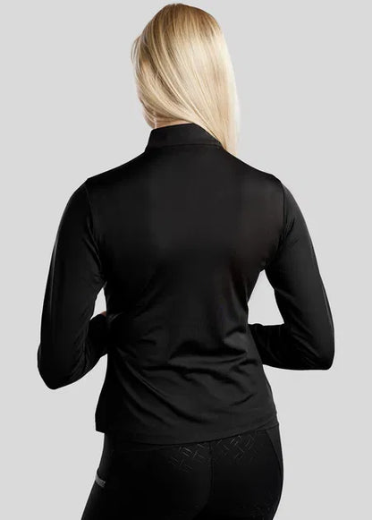 MoGaia Polo manga larga con detalles Gun Metal Caviar - Negro