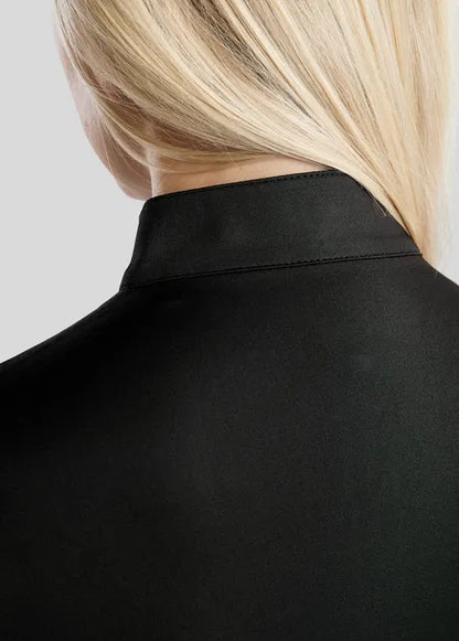 MoGaia Polo manga larga con detalles Gun Metal Caviar - Negro