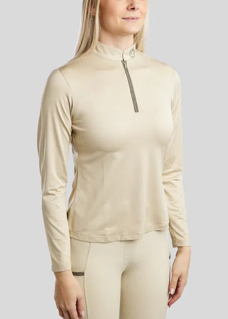MoGaia Polo manga larga con detalles Gun Metal Caviar - Warm Grey Beige