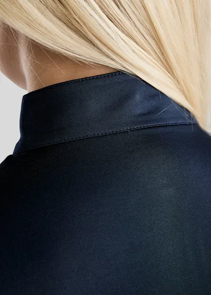 MoGaia Polo manga larga con detalles Gun Metal Caviar - Navy