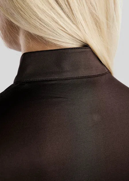 MoGaia Polo manga larga con detalles Gun Metal Caviar - Marrón
