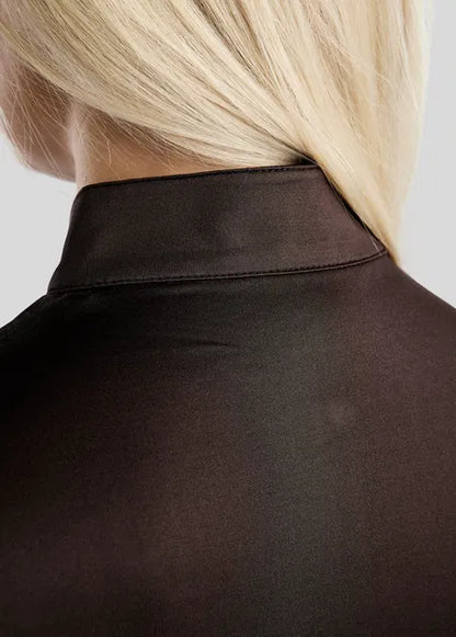 MoGaia Polo manga larga con detalles Gun Metal Caviar - Marrón