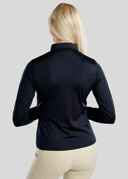 MoSusan Polo manga larga con Rosegold Logo - Navy