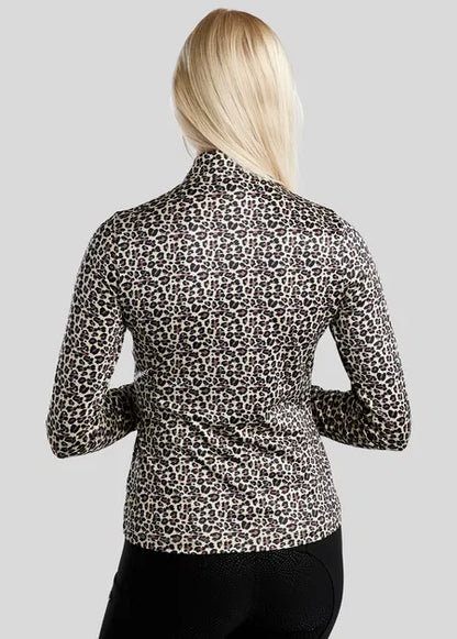 MoLeonora Polo estampado Leopardo Manga Larga - Dusty Rose