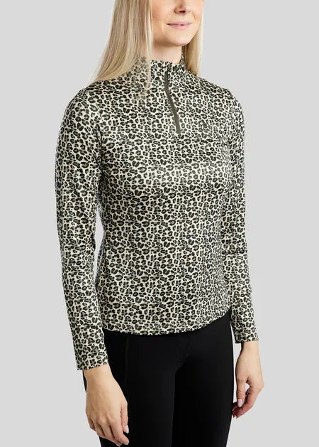 MoLeonora Polo estampado Leopardo Manga Larga - Olive