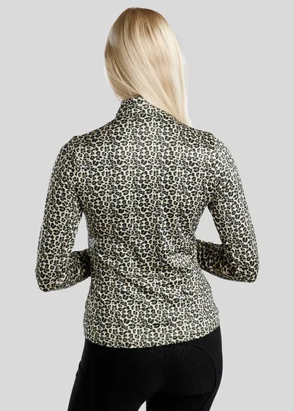 MoLeonora Polo estampado Leopardo Manga Larga - Olive