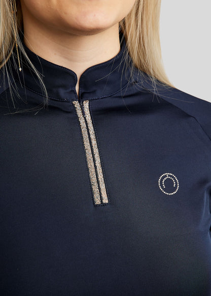 MoLila polo con detalles Champagne Crystal Tape - Navy