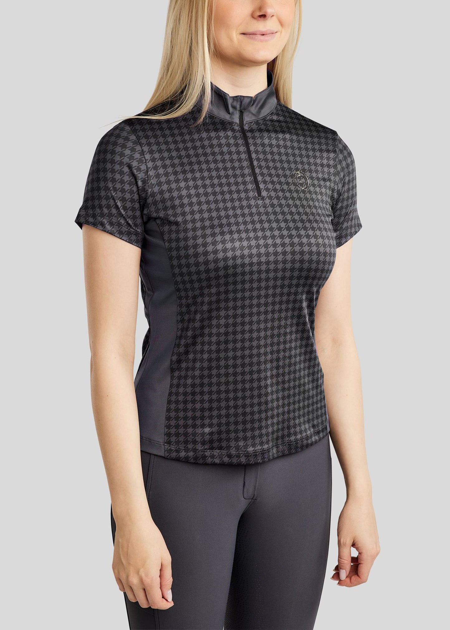 MoHannah polo pata de gallo print - Slate Grey
