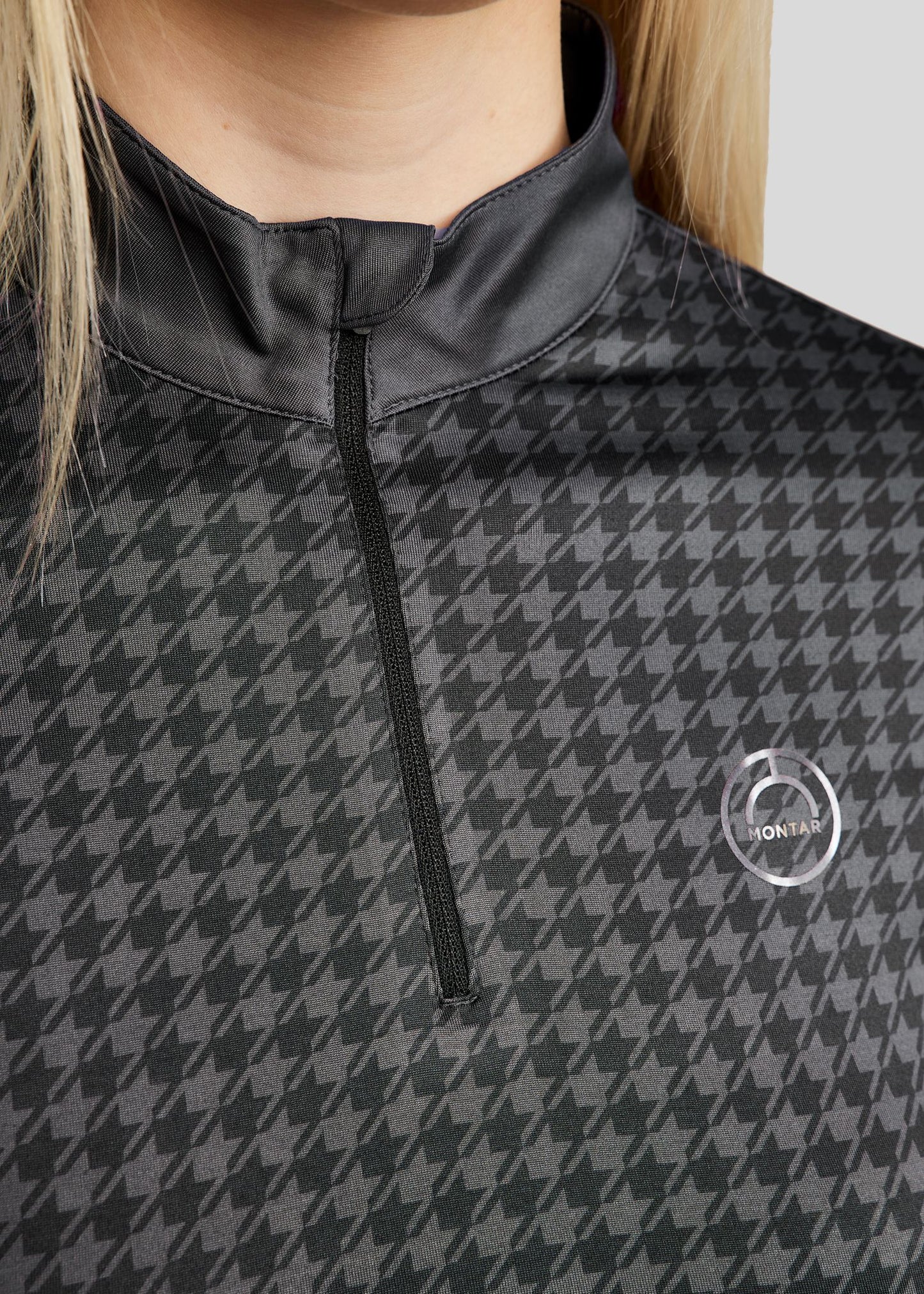 MoHannah polo pata de gallo print - Slate Grey