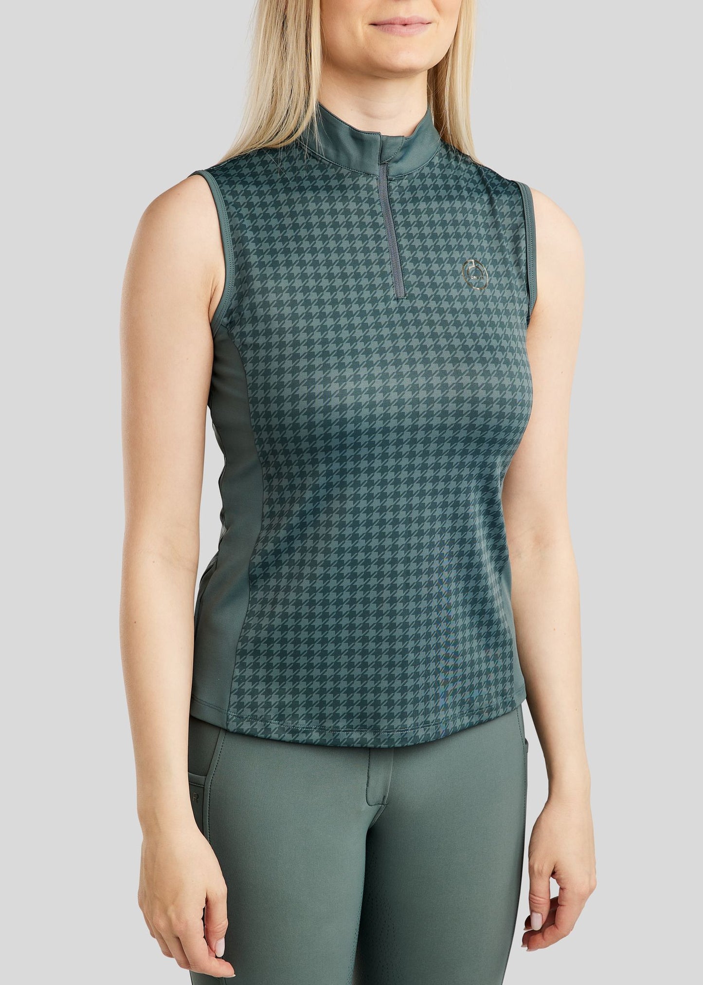 MoHannah polo sin mangas pata de gallo print - Jade