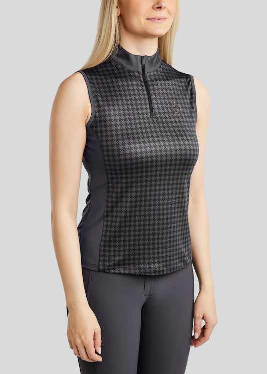 MoHannah polo sin mangas pata de gallo print - Slate Grey