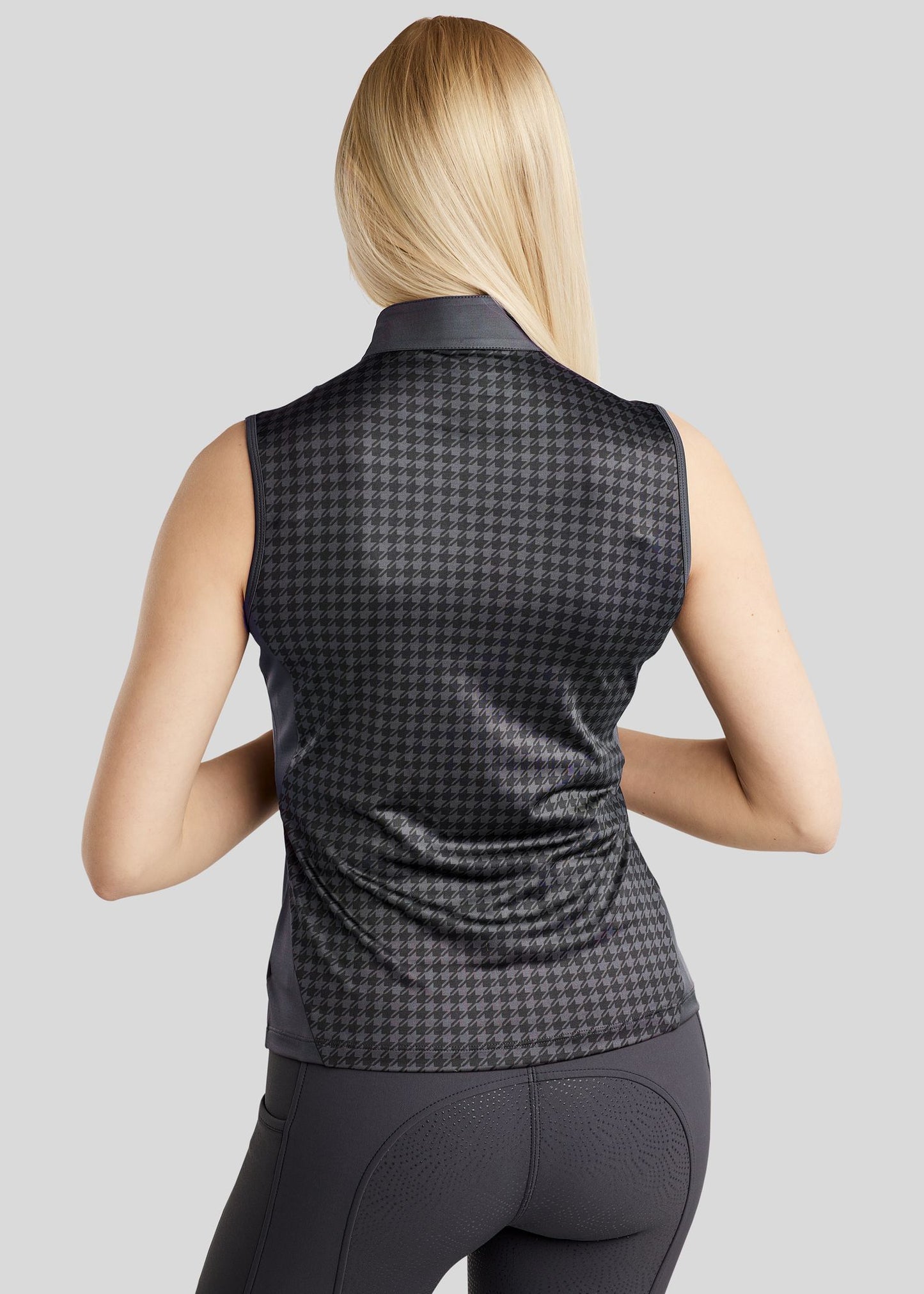 MoHannah polo sin mangas pata de gallo print - Slate Grey