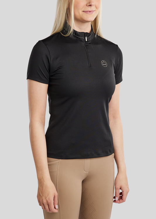 MoBlair polo técnico con brillis Champagne - Negro