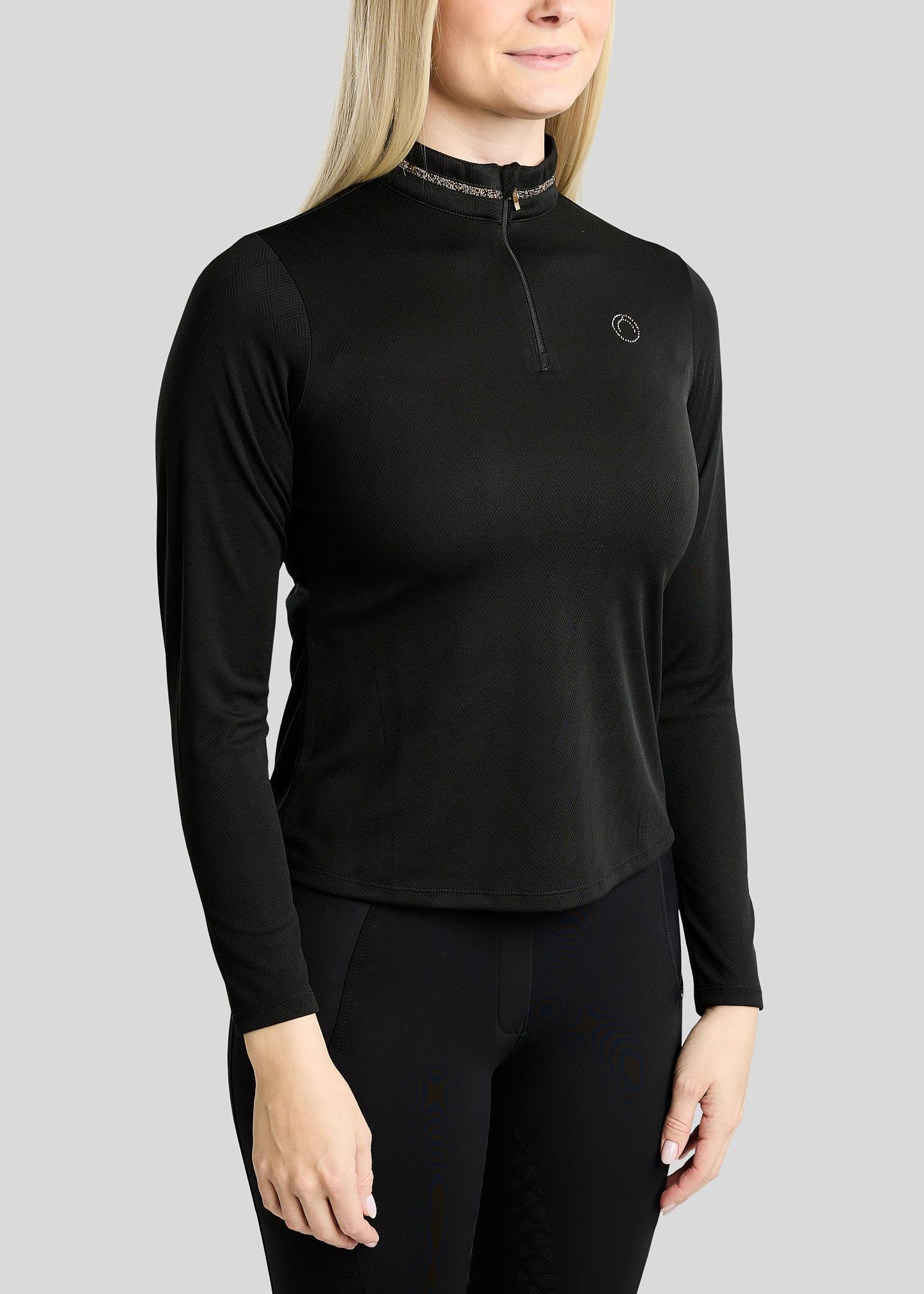MoEkta Polo Jacquard manga larga - Negro