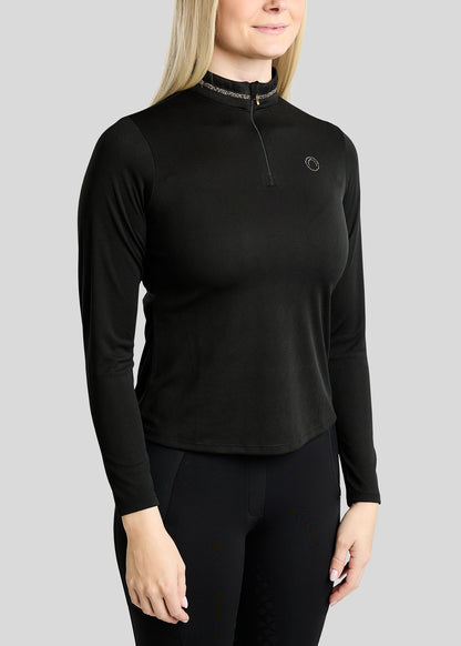 MoEkta Polo Jacquard manga larga - Negro