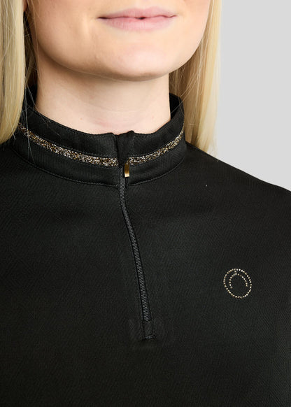 MoEkta Polo Jacquard manga larga - Negro