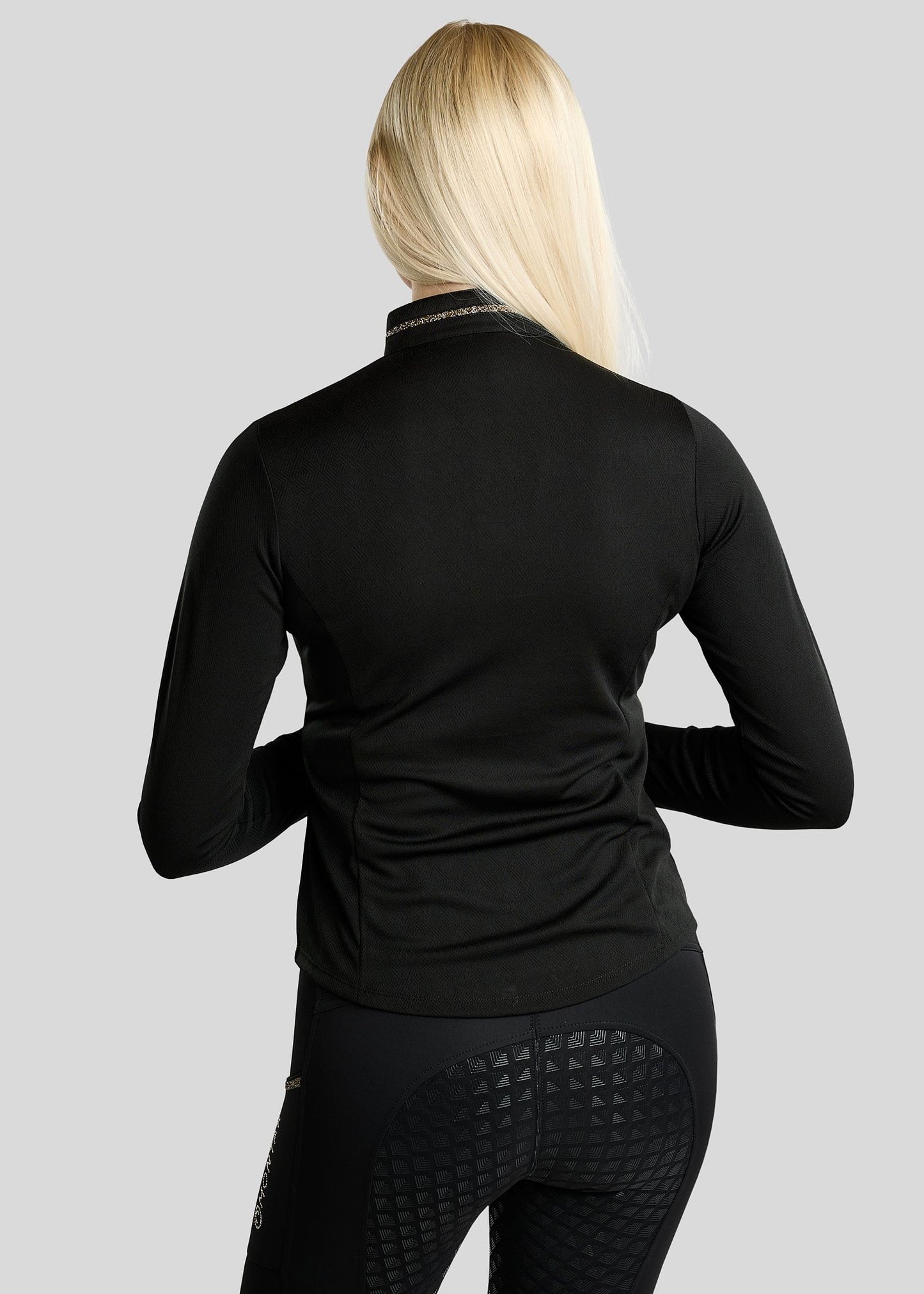MoEkta Polo Jacquard manga larga - Negro