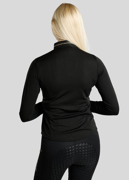 MoEkta Polo Jacquard manga larga - Negro