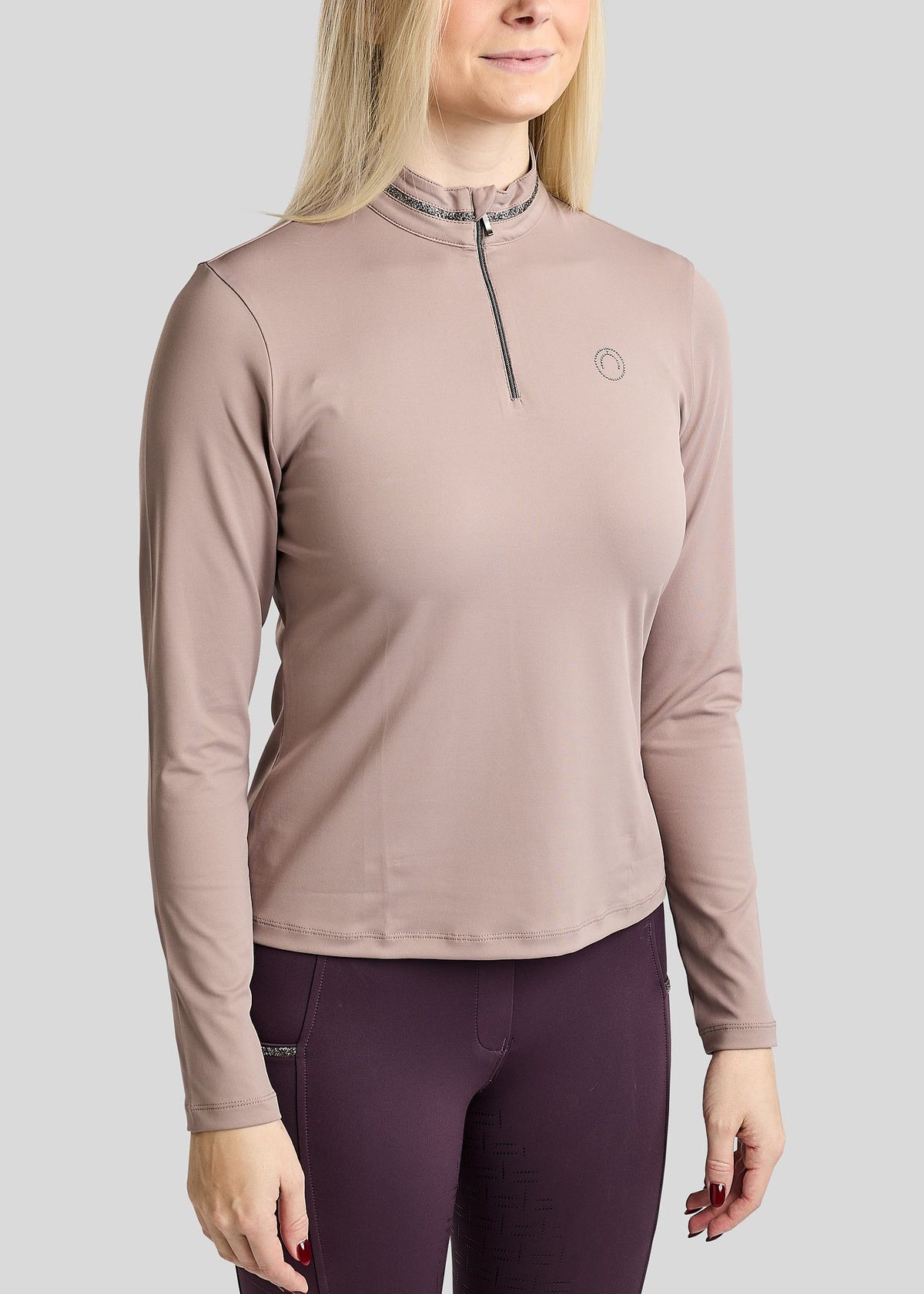 MoMaisy polo manga larga con detalles Gun Metal - Pearl Grey